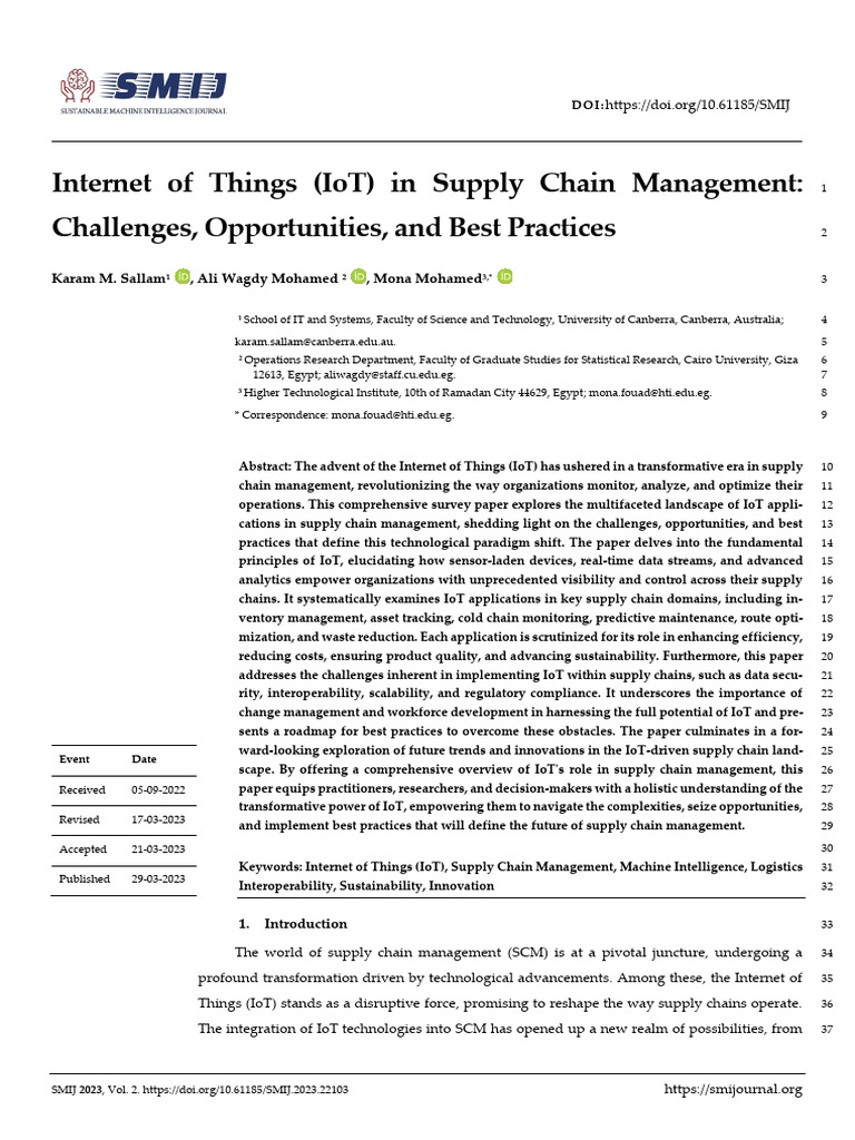 IoT in Supply Chain: Challenges & Best Practices | PDF | Internet Of ...