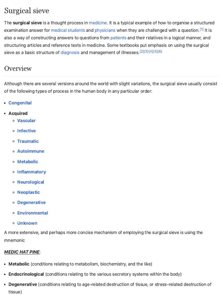 Surgical Sieve Wikipedia PDF Inflammation Clinical Medicine