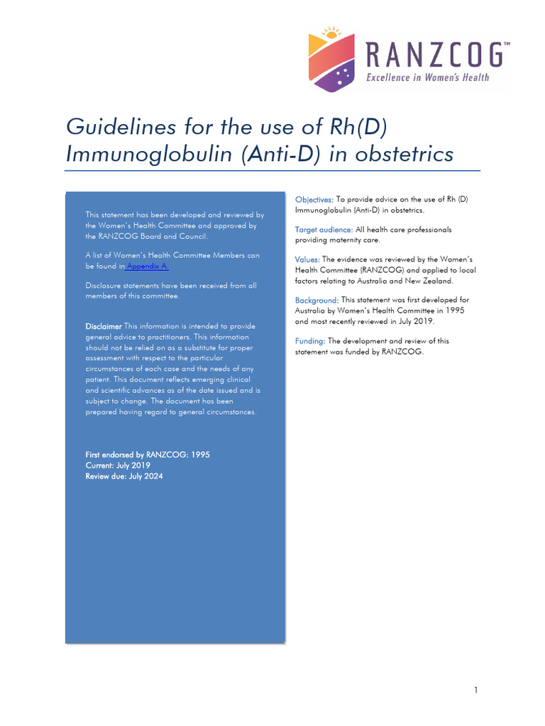 Anti D Guidelines - July 2021 | PDF