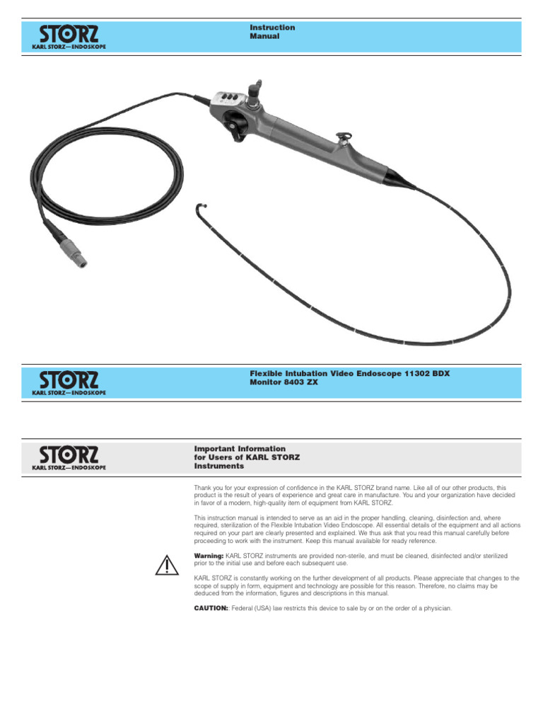 STORZ ENDOSKOPE Flexible Intubation Video Endoscope 11302BDX ...