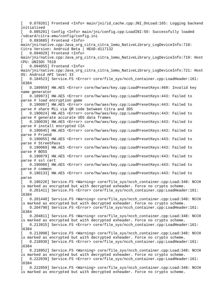 Citra Emulator Error Log Analysis | PDF
