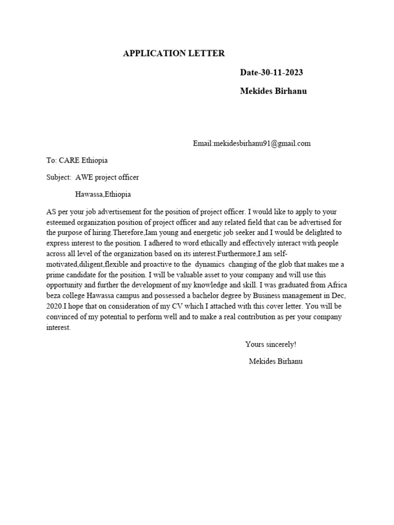 Mekides CV Letter | PDF