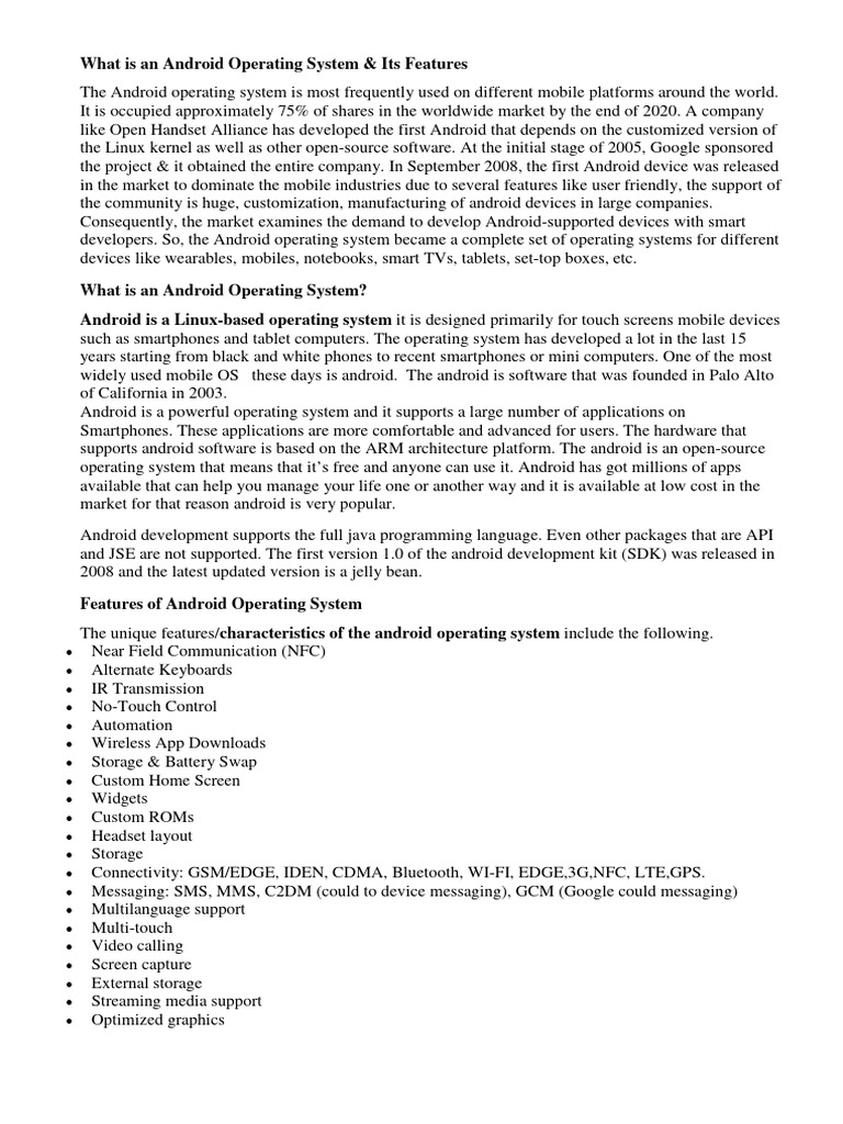 What is an Android Operating System | PDF | Android (Operating System ...