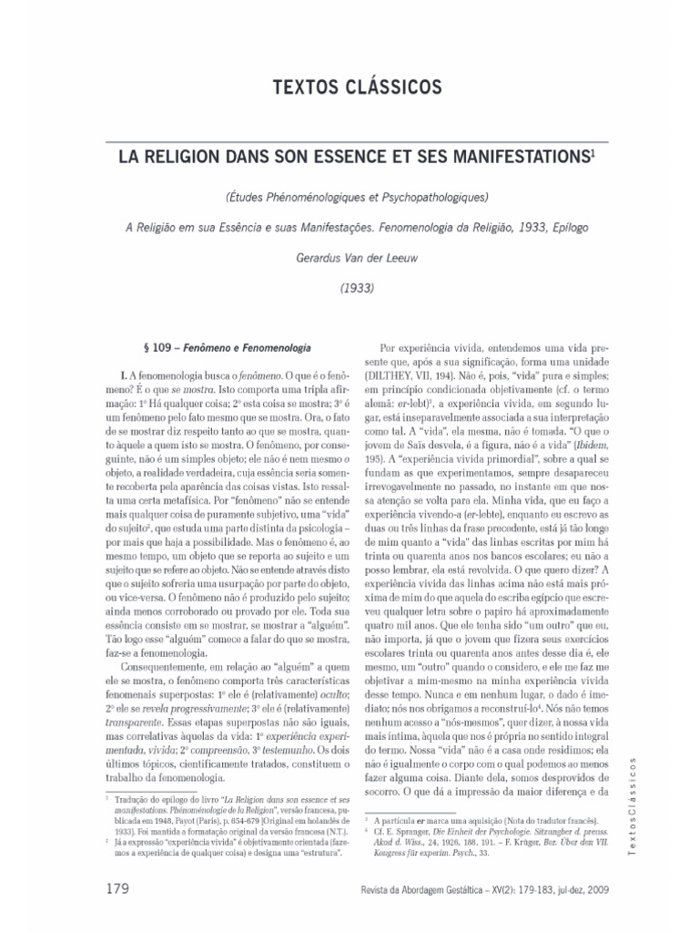 La Religión en Su Esencia y Manifestaciones Gerardus Van Der Leeuw PDF