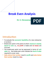 Break Even Analysis: Dr. U. Devasenadhipathi