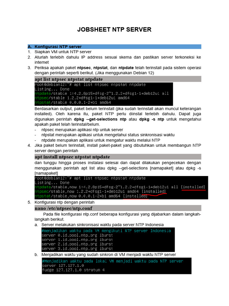 Konfigurasi NTP Server dan Client | PDF | Metode & Bahan Ajar ...