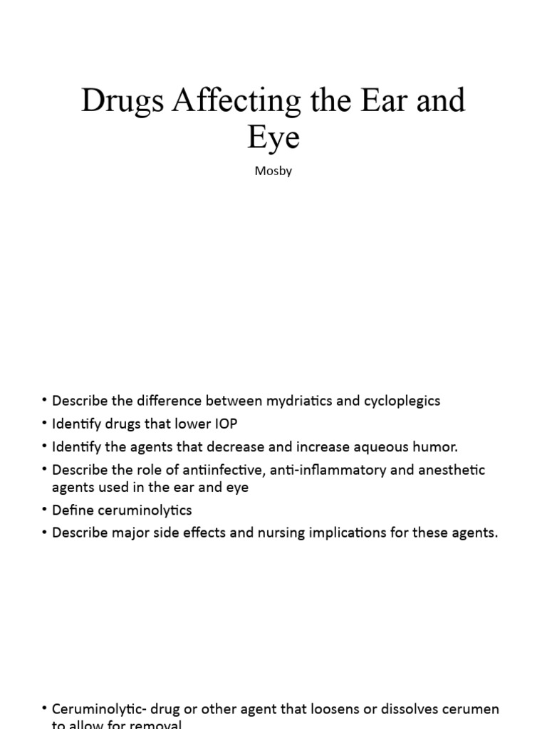 DrugsaffectingtheEarandEye2021 PDF Vaccines Immunity (Medical)