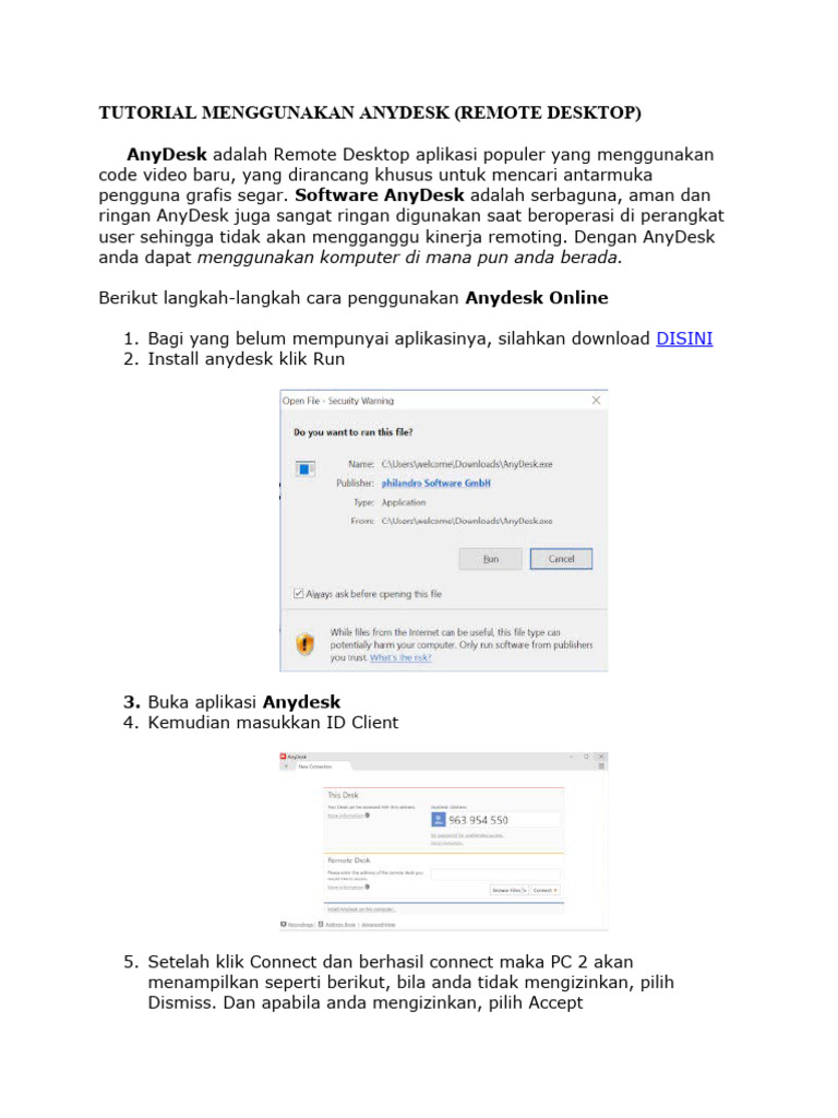 TUTORIAL MENGGUNAKAN ANYDESK PDF