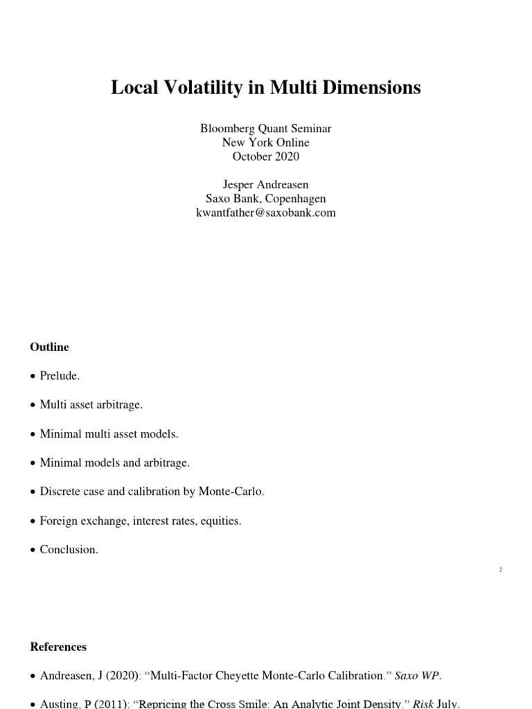Local Volatility in Multi-Asset Models | PDF | Option (Finance ...