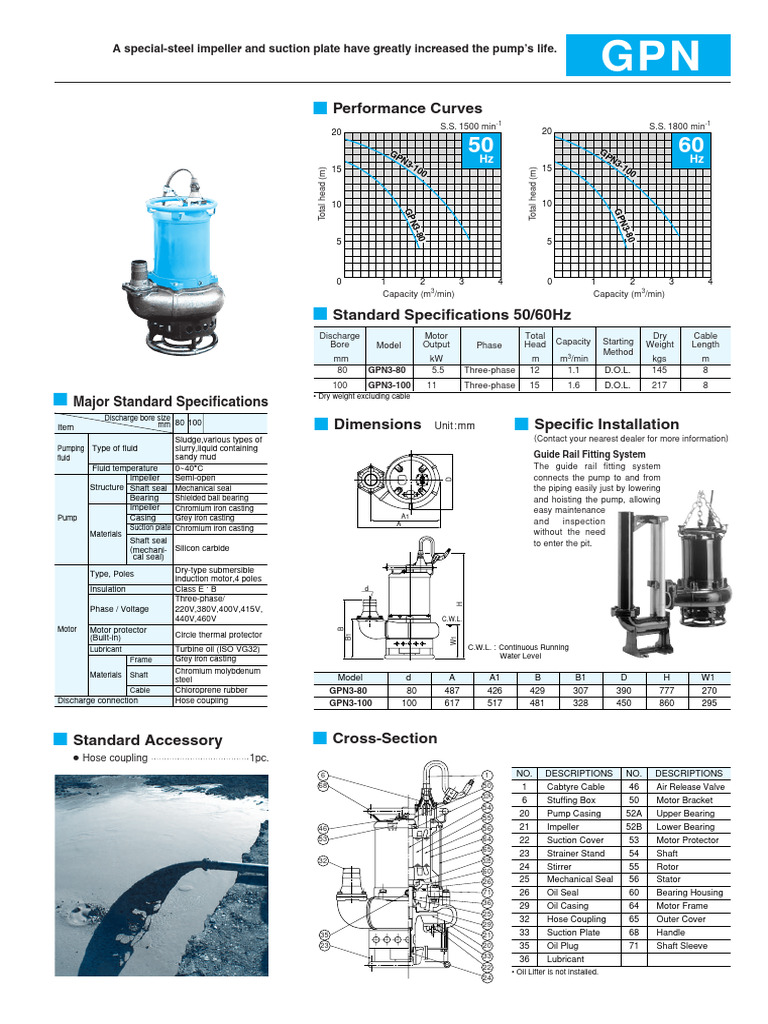 Tsurumi Pumps - GPN | Download Free PDF | Pump | Electric Motor