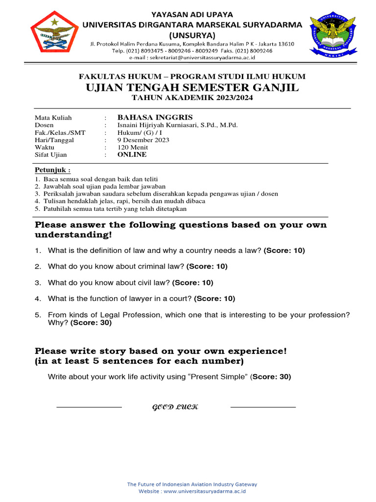 Mid Term Test English G Pdf