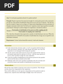 Population Density and Population Frequency by Quadrat Method XII Practical