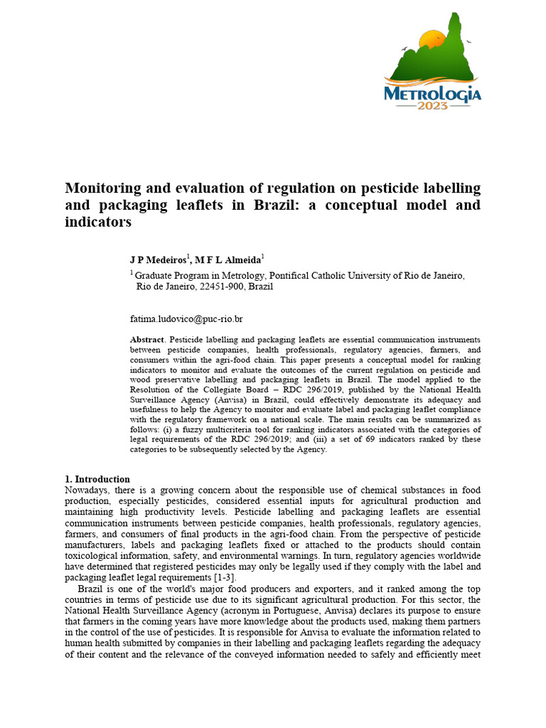 Monitoring and Evaluation of Regulation On Pesticide Labelling and