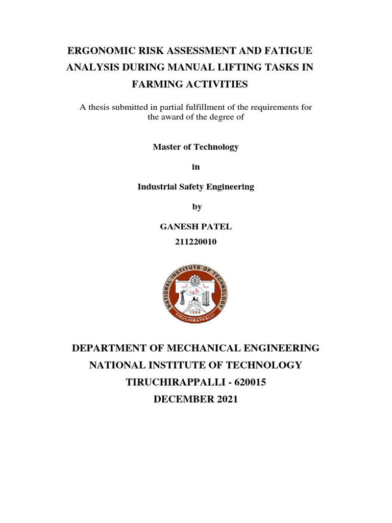 Ergonomic Risk in Farming Lifting Tasks | PDF | Electromyography