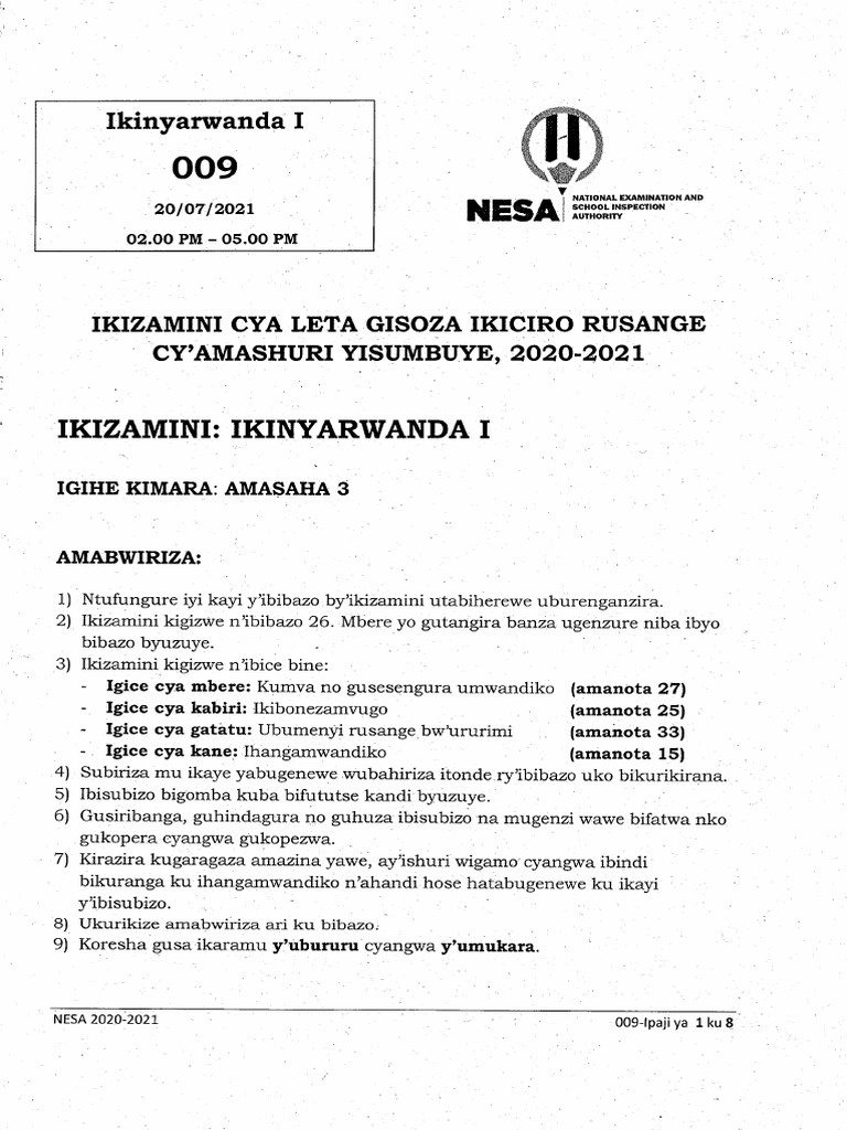 2021 Ikinyarwanda I OL | PDF