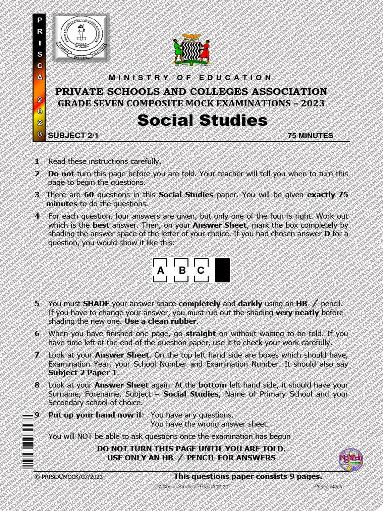 G7 Social Studies 2023 PDF Zambia