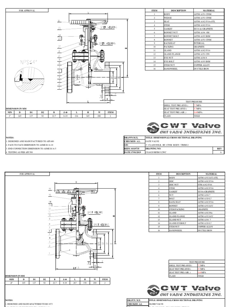 Dimensional Drawings of Valves and Components | PDF | Valve | Screw