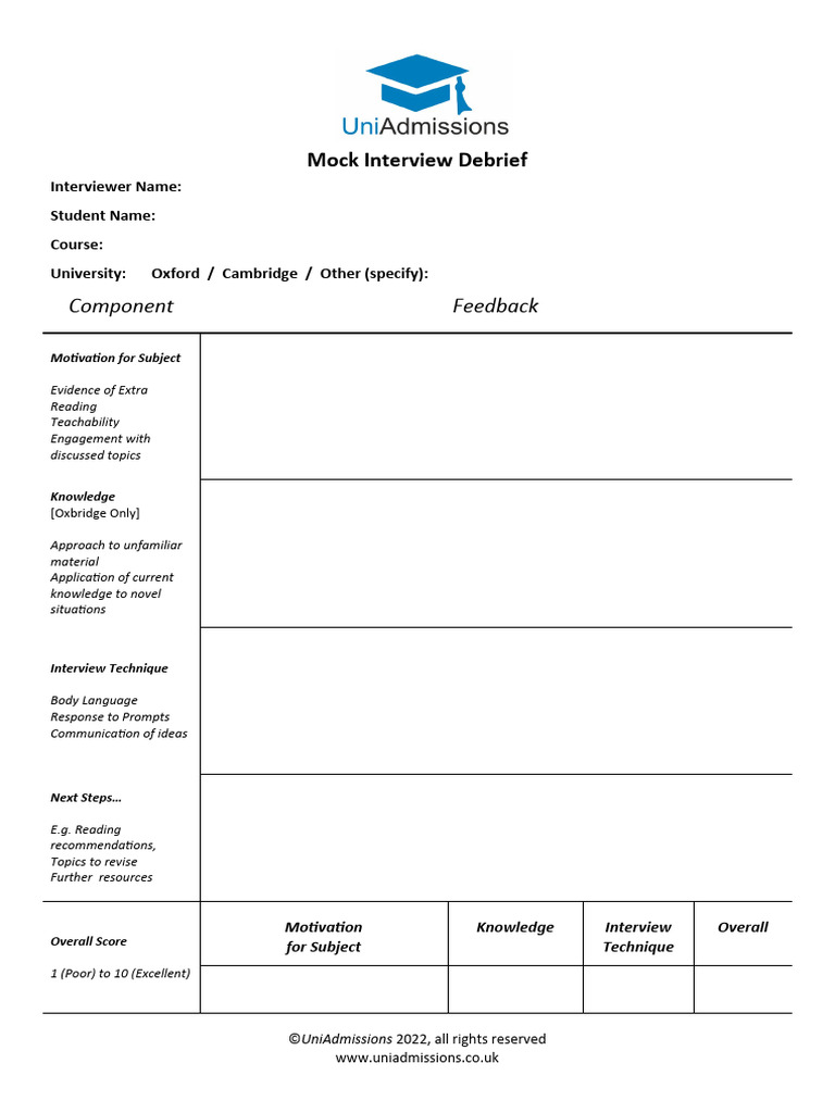 Mock Interview Feedback Form | PDF