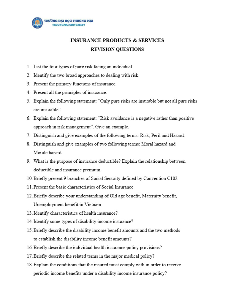 Insurance Products and Risk Management Guide | PDF