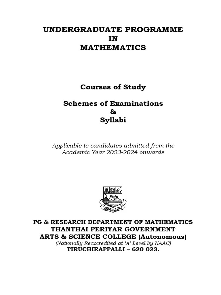 Maths UG 2023 2024 | PDF