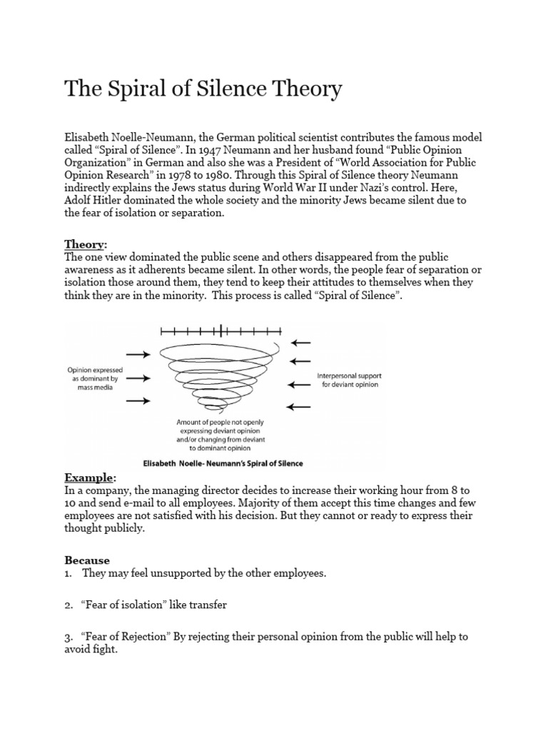 Noelle-Neumann's Spiral of Silence Theory | PDF | Human Communication ...