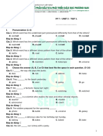 Ôn tập học kì I - Unit 3 - Test 1 (key)