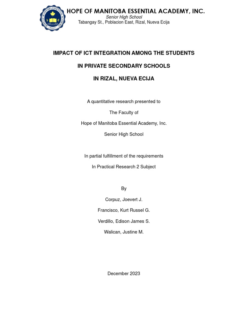 Impact of ICT Integration in Classroom Among The Students in Private ...
