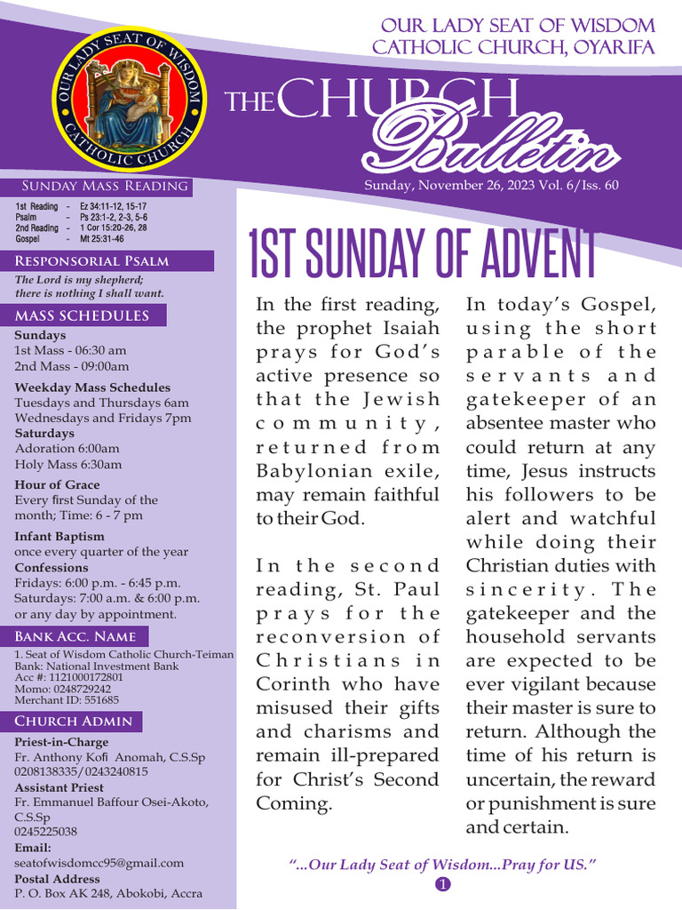 Reflection For 1st Sunday Of Advent Pdf