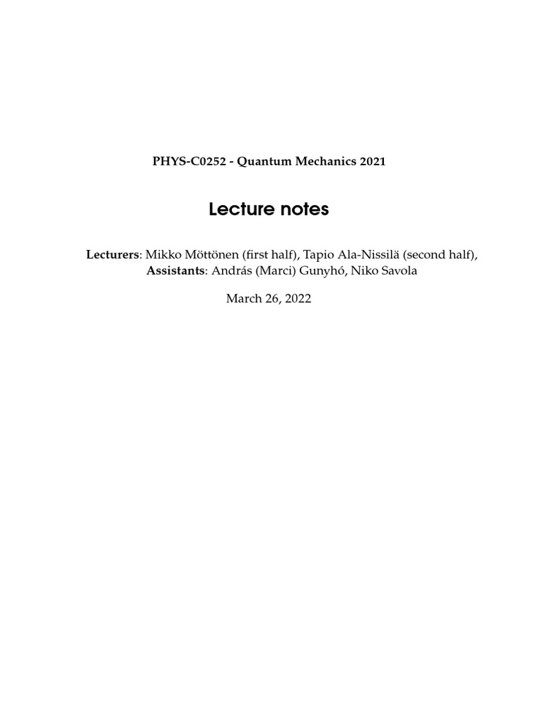 Quantum mechanics courses 2021 pdf eigenvalues and eigenvectors
