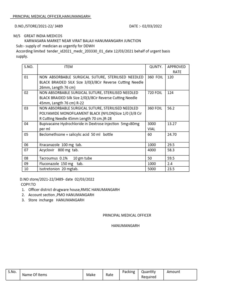 Order sheet hanumangarh pdf surgical suture chemical substances