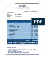 Invoice - Pemasangan Compressor 7 PK (Kalijati Subang)