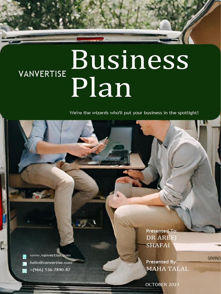 Small business plan in dark blue pastel green white friendly dynamic