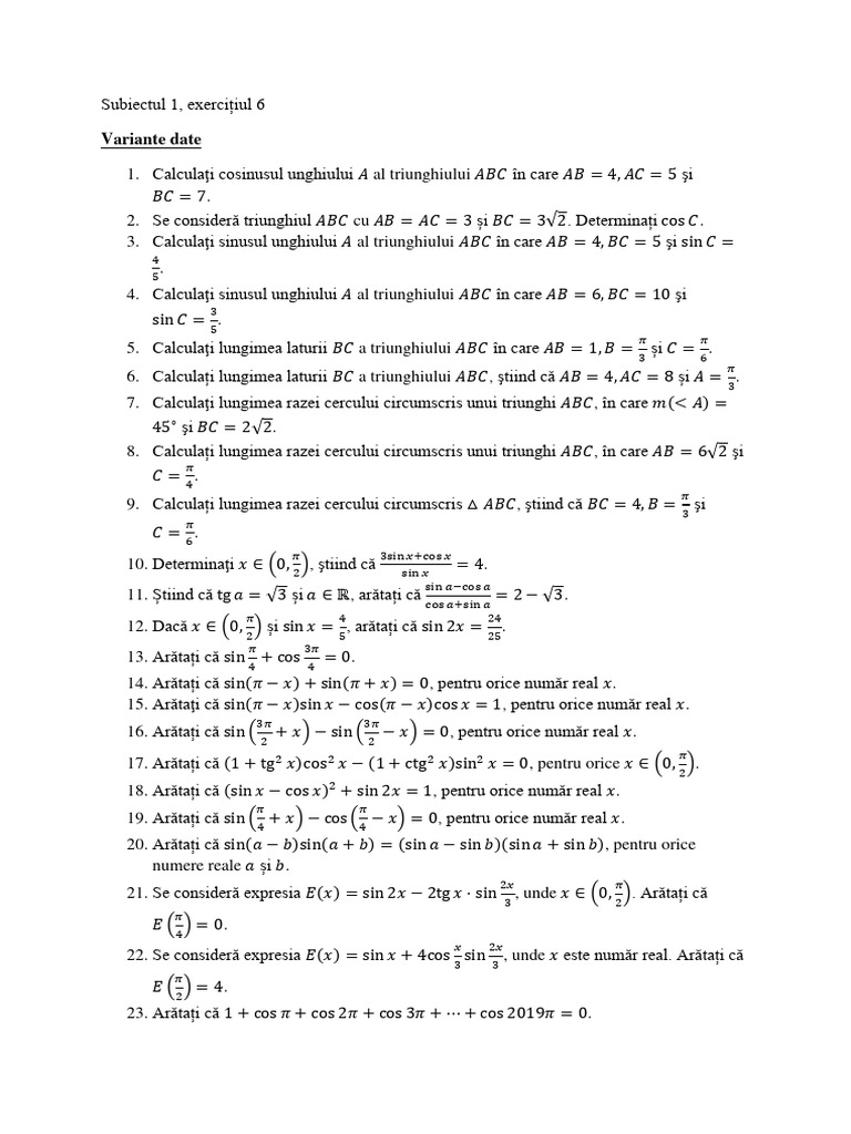 Subiectul 1 Ex 6 | PDF