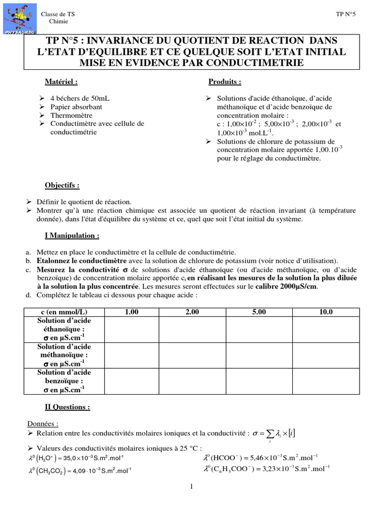 Invariance du Quotient de Réaction | PDF | Équilibre chimique ...
