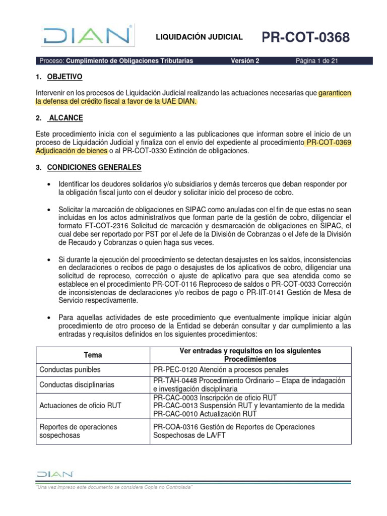 PRCOT0368 Liquidación Judicial PDF Liquidación Pagos