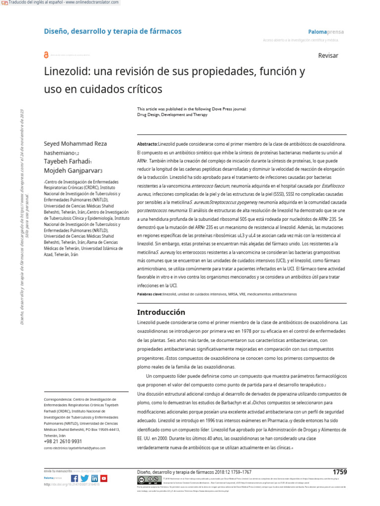 Linezolid: Propiedades y Usos Clínicos | PDF | Medicamentos con receta ...