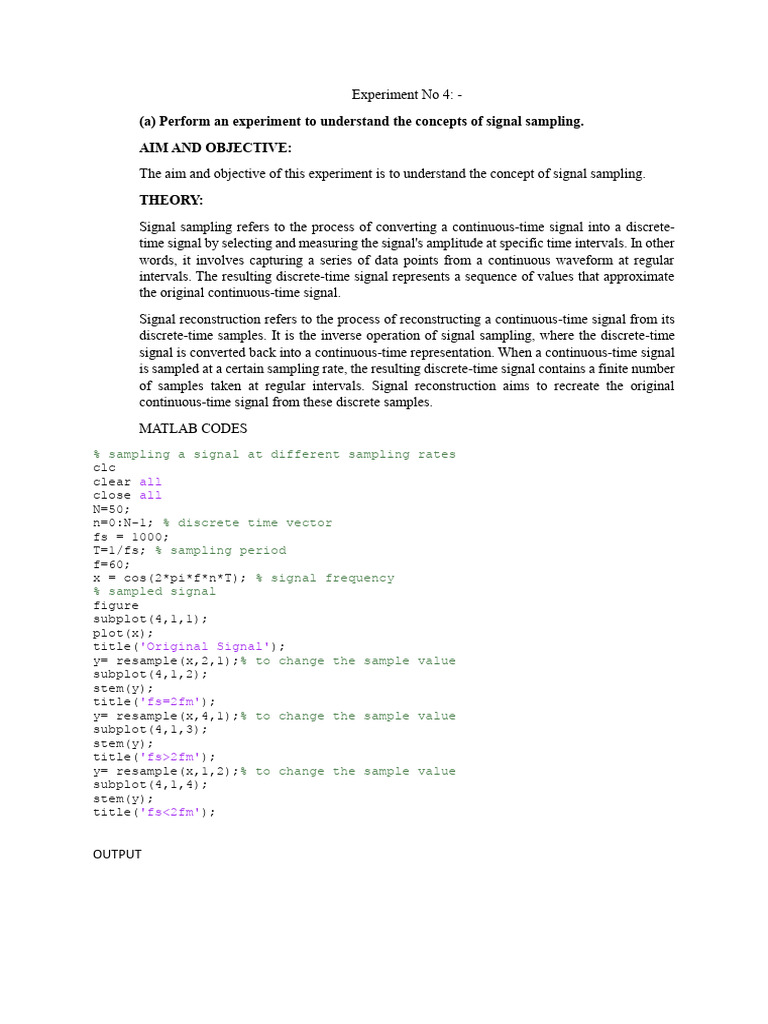 Lab 4 | PDF | Discrete Time And Continuous Time | Sampling (Signal ...