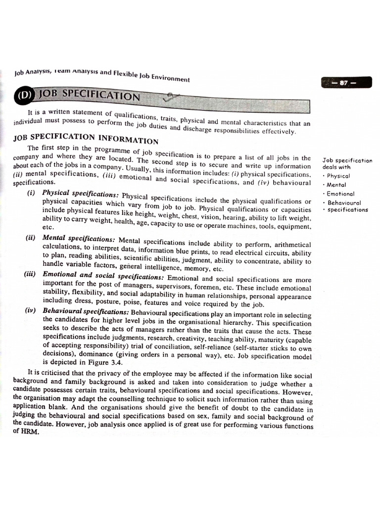 Job Specification | PDF