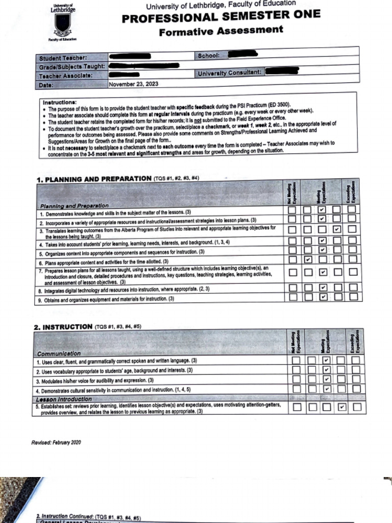 Mid Practicum Formative Assessment Pdf Teachers Behavior