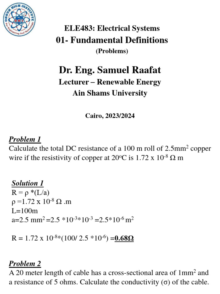 Electrical Systems: Key Calculations and Solutions | PDF | Ac Power ...