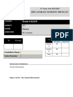 Year 6 Term 3 Theory Paper 2021-2022