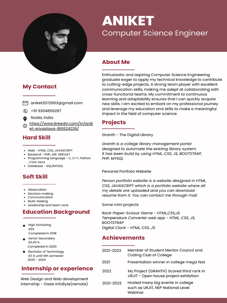 Aspiring Web Developer Portfolio | PDF | World Wide Web | Internet & Web