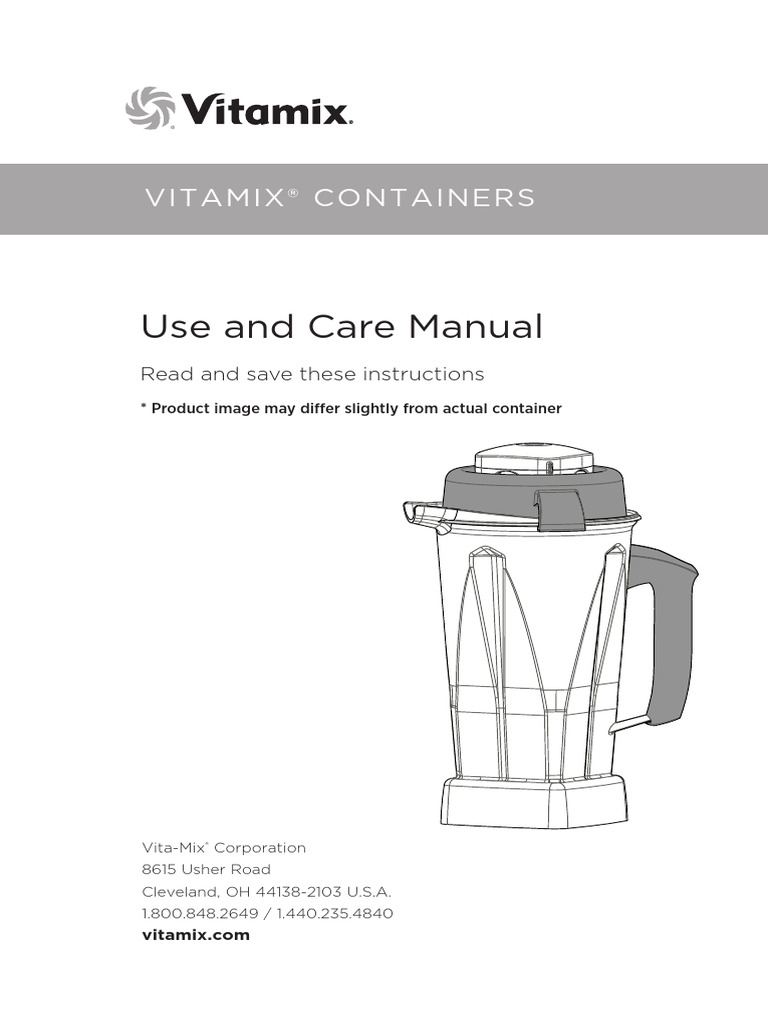 Vitamix Container Manual PDF Legal Liability Blender