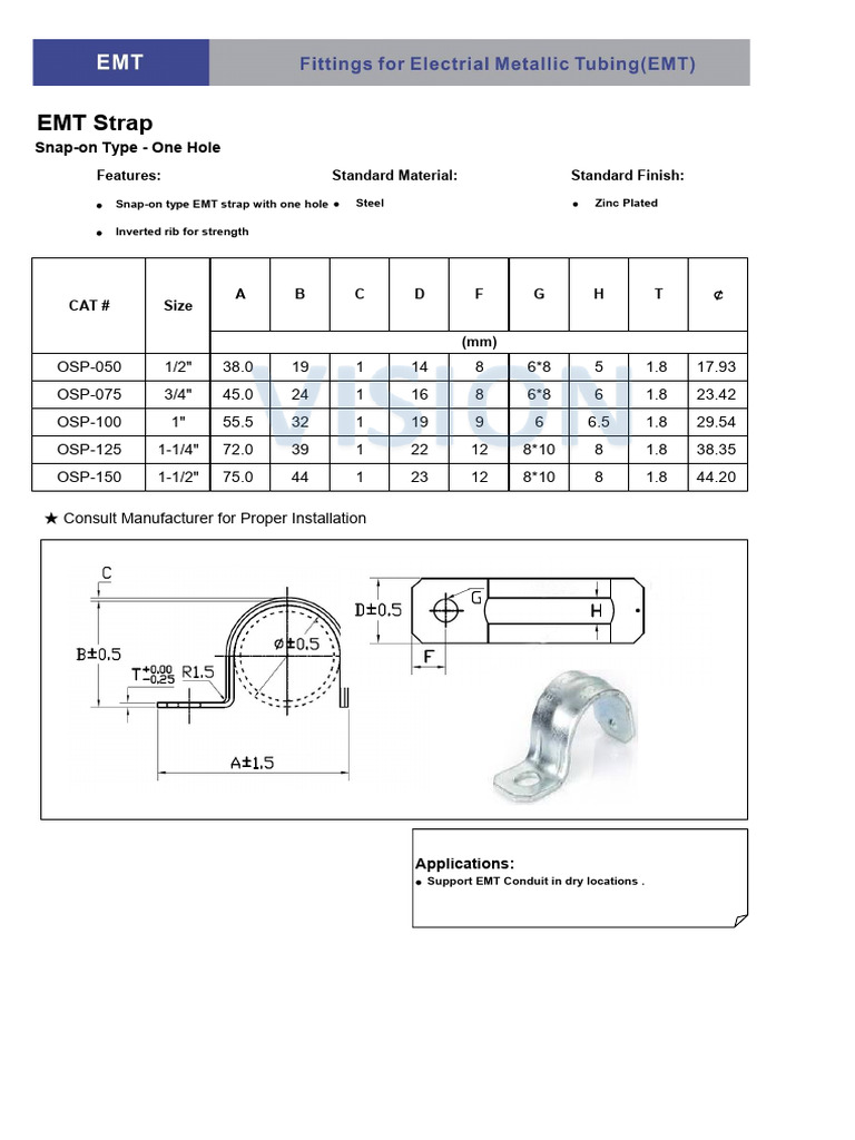 EMT Strap Specifications and Sizing | PDF