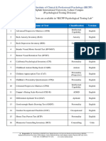 List of Psychological Scales 14 December