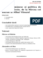 Spatiul Romanesc Si Politica de Cruciada Tarzie de La Mircea Cel Batran La Mihai Viteazul