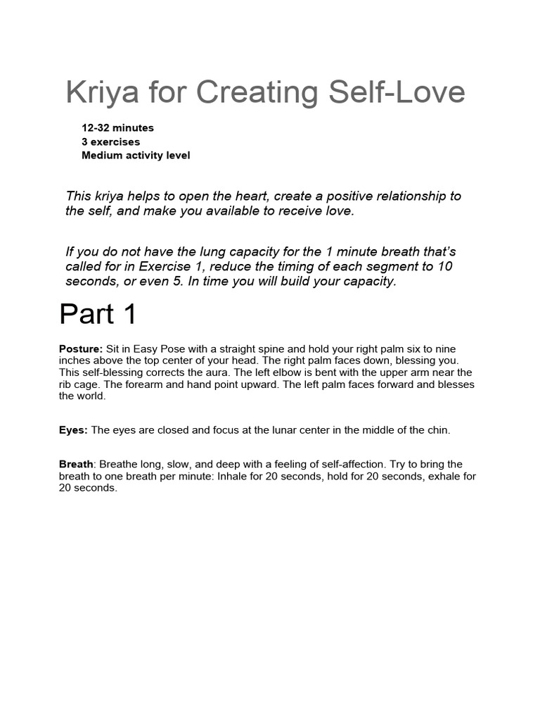 Kriya for Creating SelfLove PDF Breathing Physiology