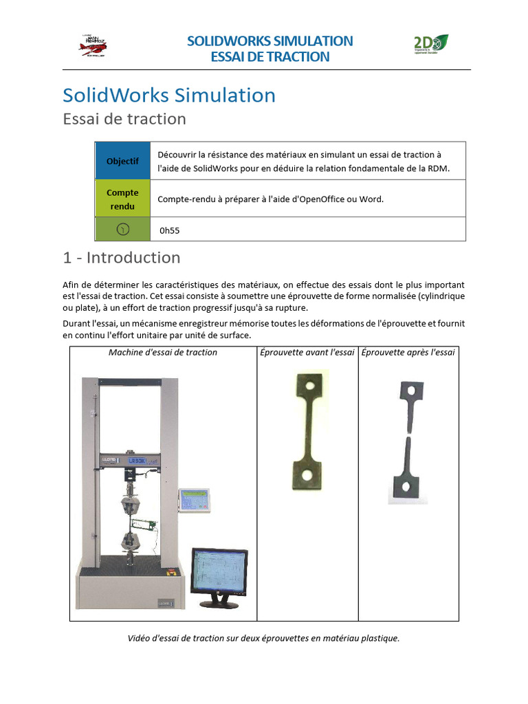 (TP) SolidWorks Simulation - Essai de Traction | PDF | Ordinateurs ...