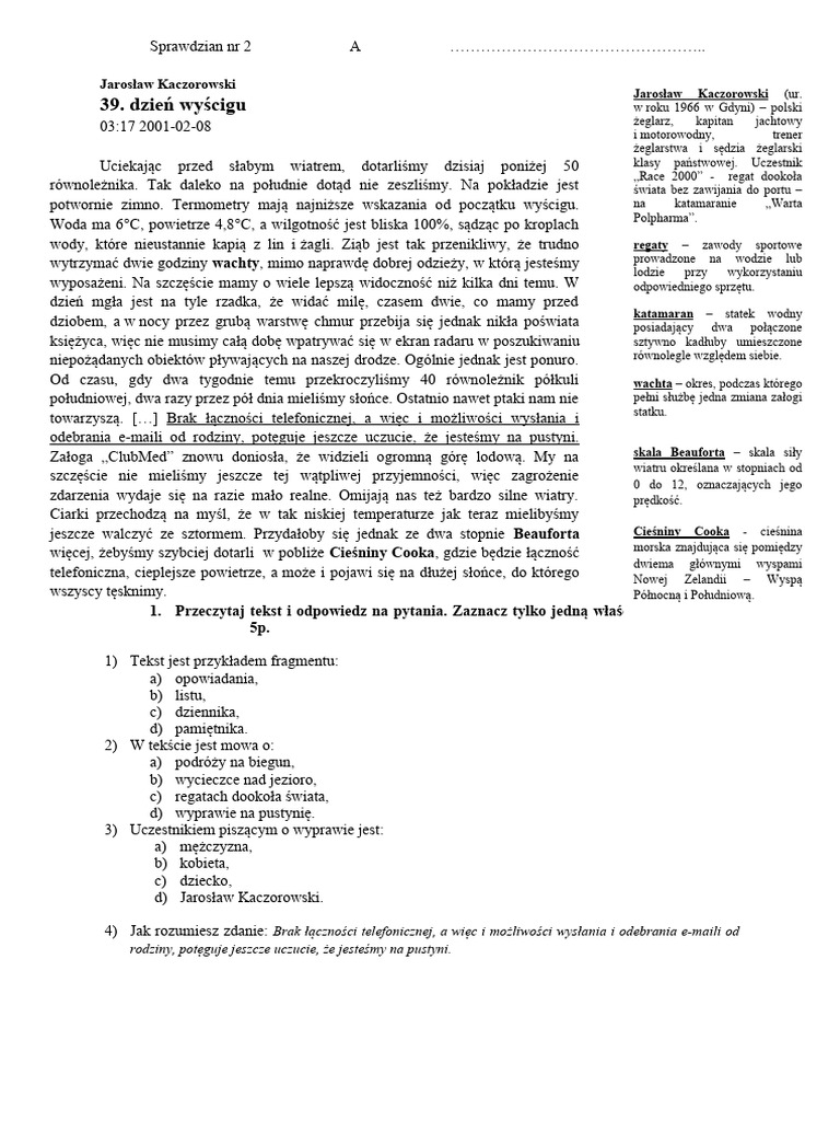 Sprawdzian NR 2 | PDF