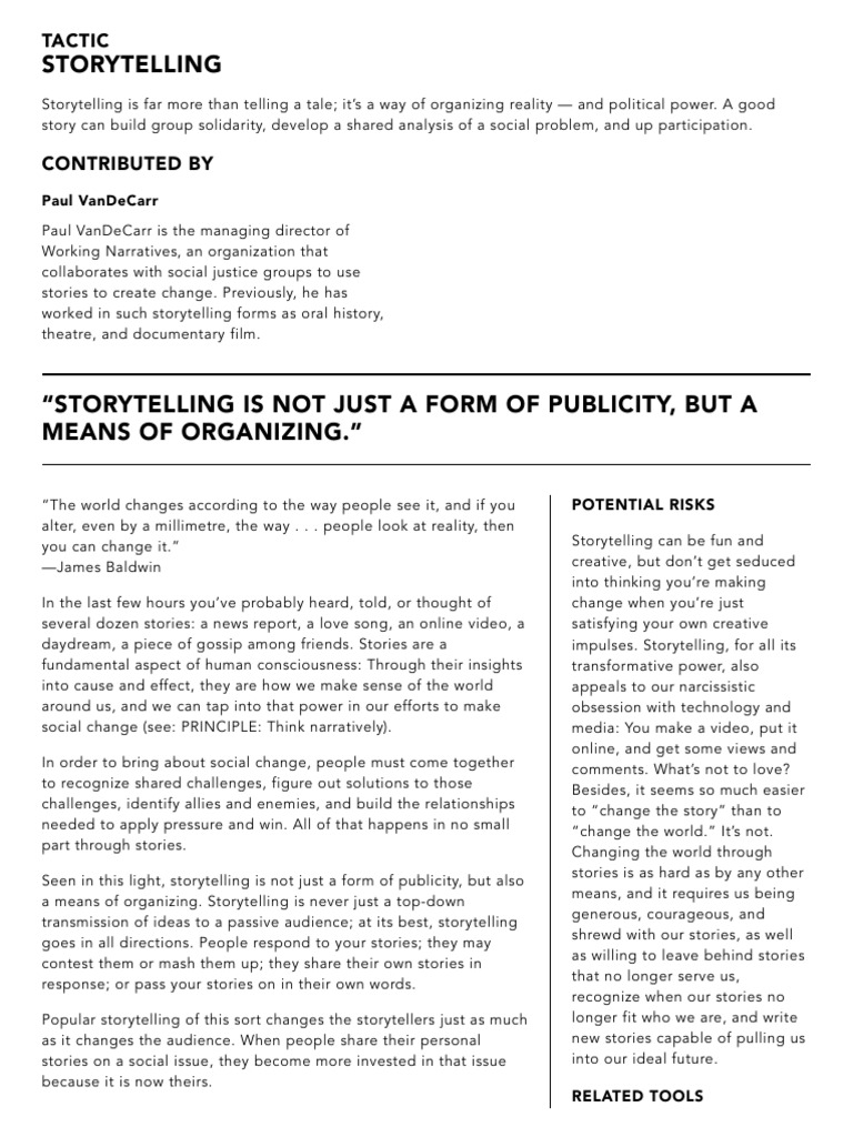 Storytelling for Social Change Strategy | PDF | Storytelling | Narrative